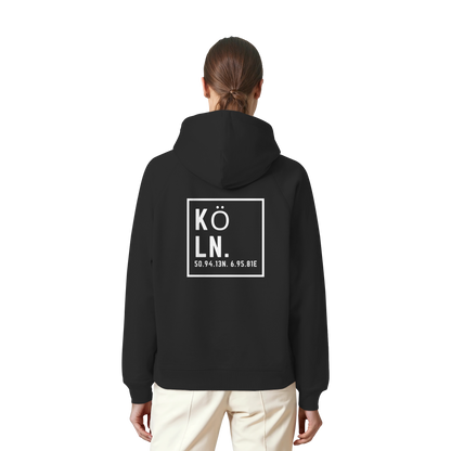 Köln Koordinaten (großer Druck auf dem Rücken) - Organic Raglan Hoodie