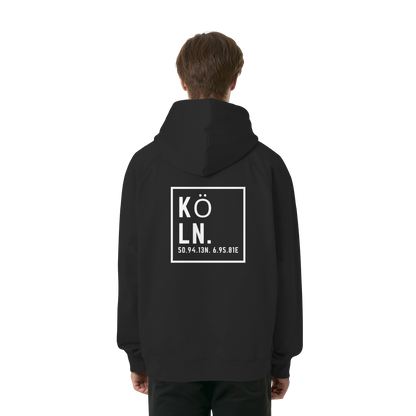 Köln Koordinaten (großer Druck auf dem Rücken) - Organic Raglan Hoodie