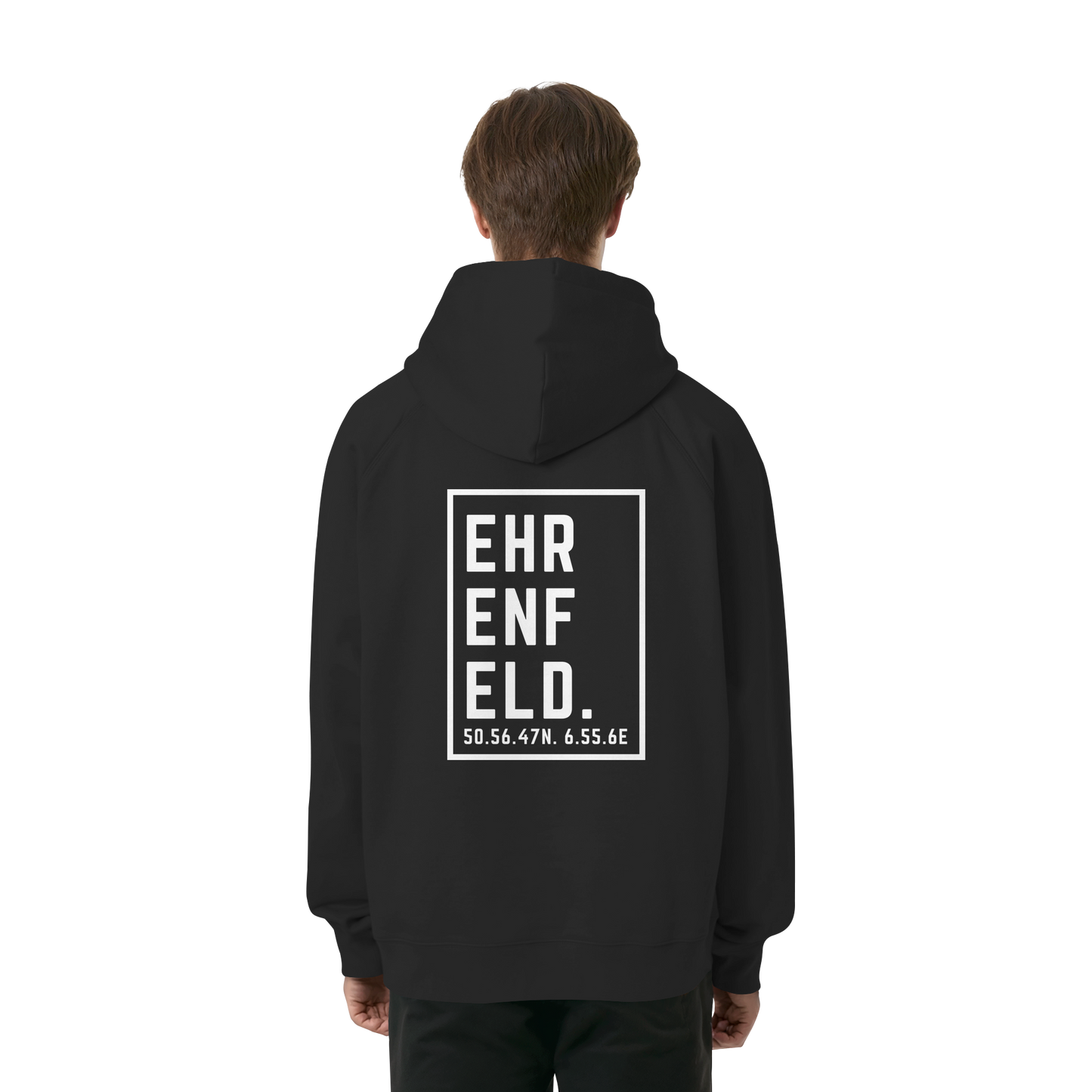 Ehrenfeld Koordinaten (großer Druck auf dem Rücken) - Organic Raglan Hoodie