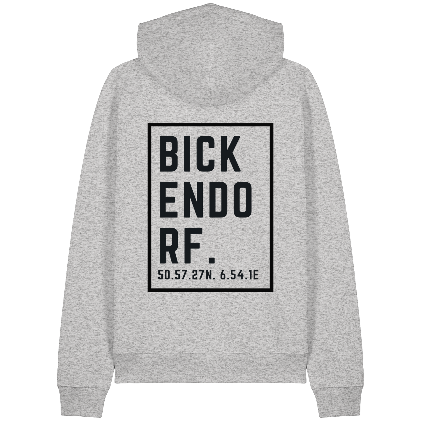 Bickendorf Koordinaten (großer Druck auf dem Rücken) - Organic Raglan Hoodie