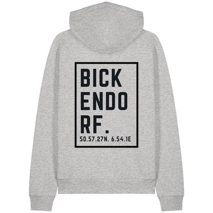 Bickendorf Koordinaten (großer Druck auf dem Rücken) - Organic Raglan Hoodie