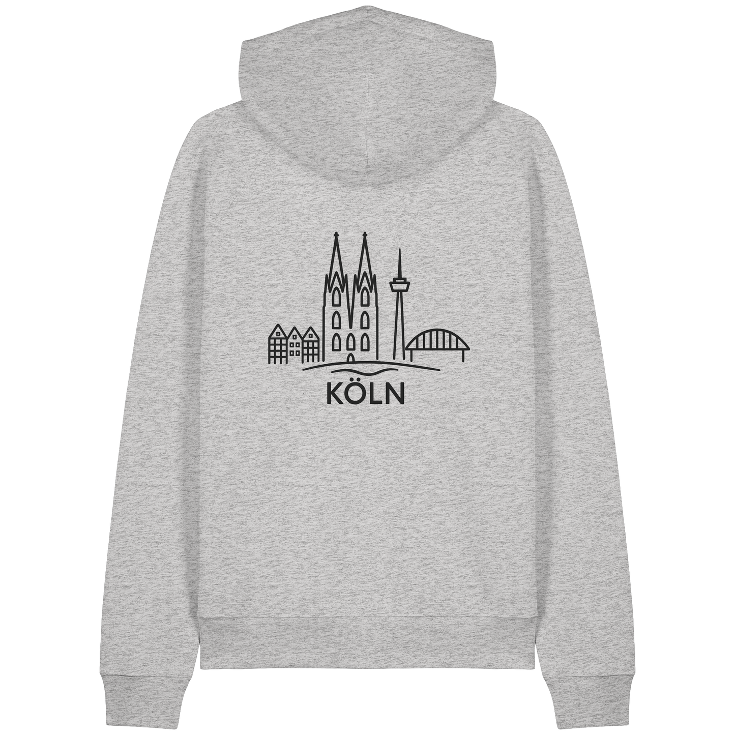 Köln Skyline (großer Druck auf dem Rücken) - Organic Raglan Hoodie