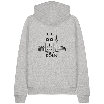 Köln Skyline (großer Druck auf dem Rücken) - Organic Raglan Hoodie