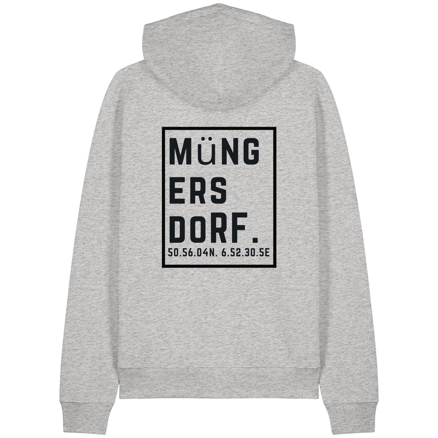 Müngersdorf Koordinaten (großer Druck auf dem Rücken) - Organic Raglan Hoodie