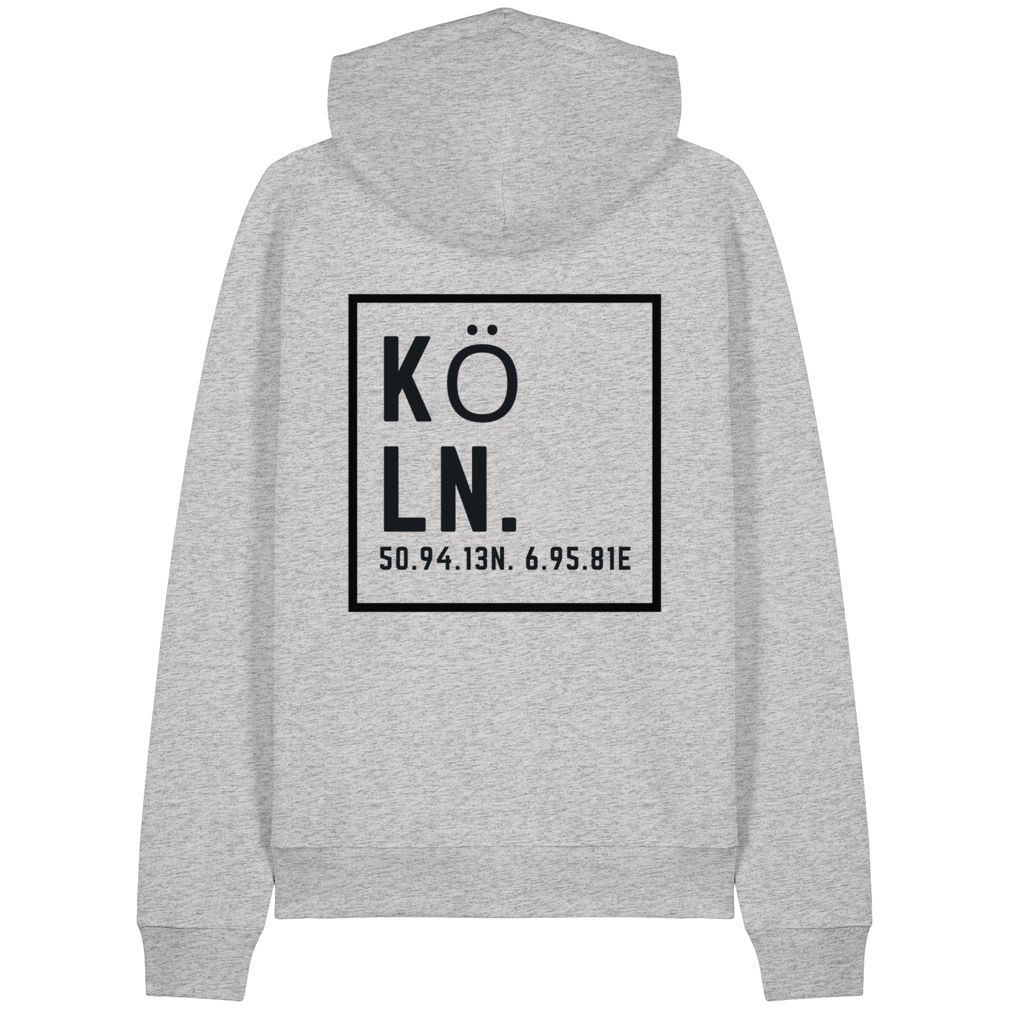 Köln Koordinaten (großer Druck auf dem Rücken) - Organic Raglan Hoodie