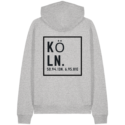 Köln Koordinaten (großer Druck auf dem Rücken) - Organic Raglan Hoodie