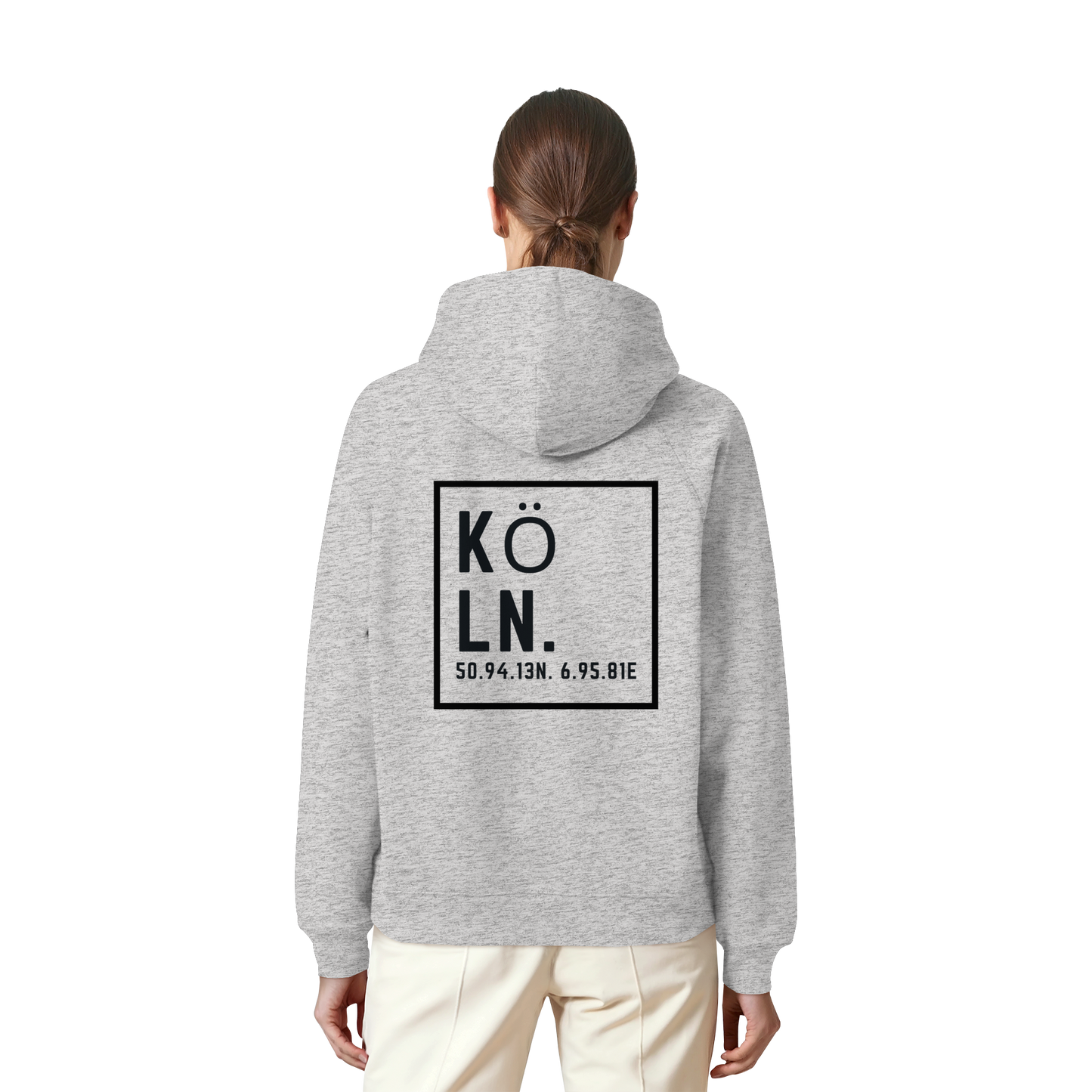 Köln Koordinaten (großer Druck auf dem Rücken) - Organic Raglan Hoodie