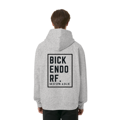 Bickendorf Koordinaten (großer Druck auf dem Rücken) - Organic Raglan Hoodie