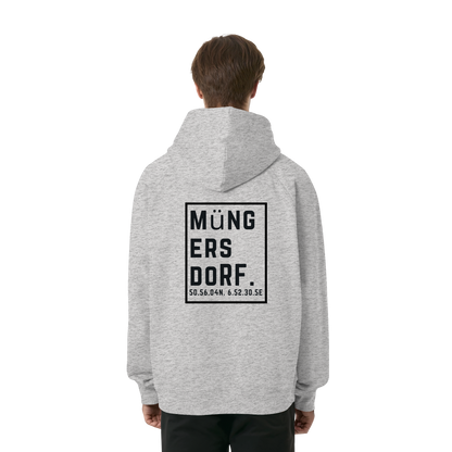Müngersdorf Koordinaten (großer Druck auf dem Rücken) - Organic Raglan Hoodie