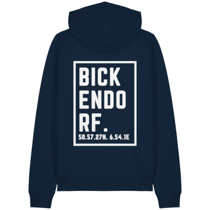 Bickendorf Koordinaten (großer Druck auf dem Rücken) - Organic Raglan Hoodie