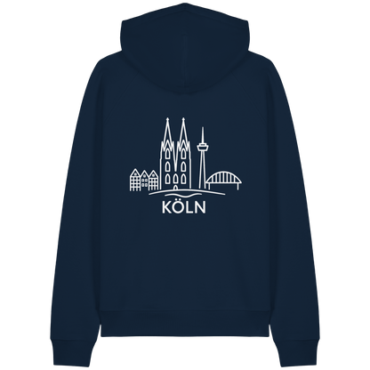 Köln Skyline (großer Druck auf dem Rücken) - Organic Raglan Hoodie