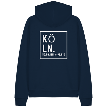 Köln Koordinaten (großer Druck auf dem Rücken) - Organic Raglan Hoodie