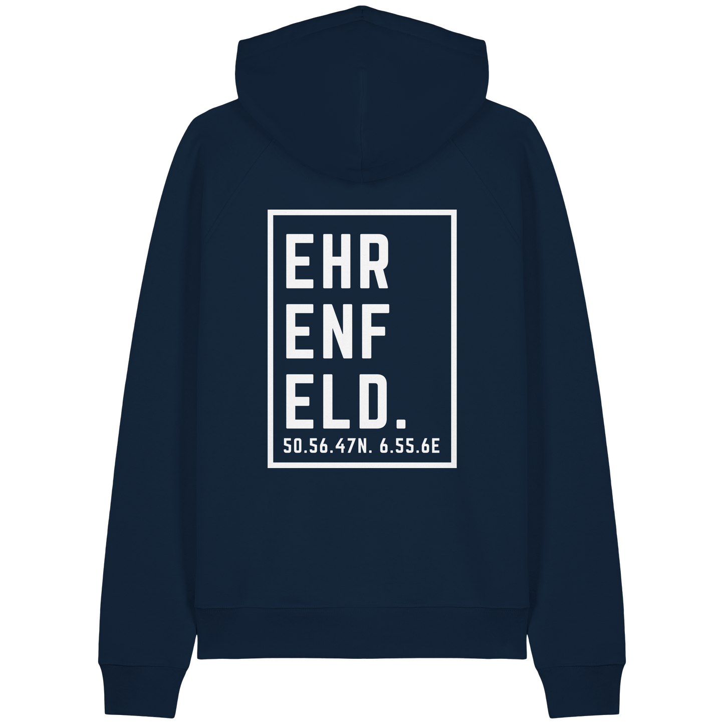 Ehrenfeld Koordinaten (großer Druck auf dem Rücken) - Organic Raglan Hoodie