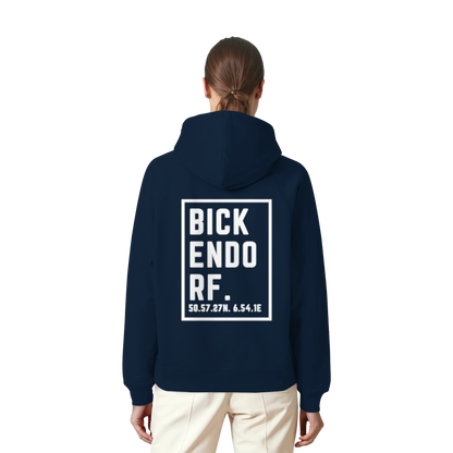 Bickendorf Koordinaten (großer Druck auf dem Rücken) - Organic Raglan Hoodie