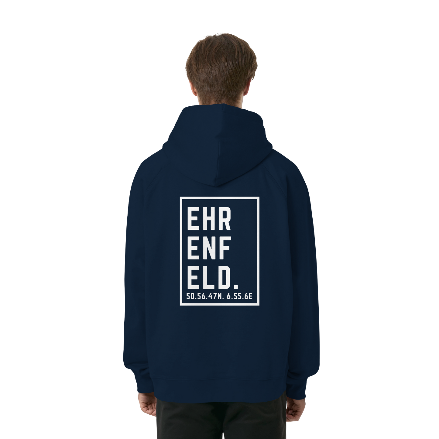 Ehrenfeld Koordinaten (großer Druck auf dem Rücken) - Organic Raglan Hoodie