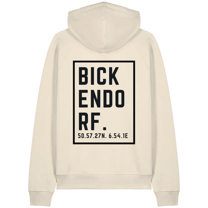 Bickendorf Koordinaten (großer Druck auf dem Rücken) - Organic Raglan Hoodie