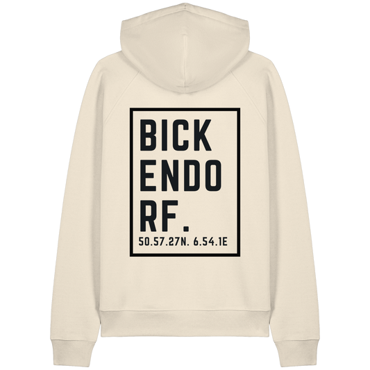 Bickendorf Koordinaten (großer Druck auf dem Rücken) - Organic Raglan Hoodie