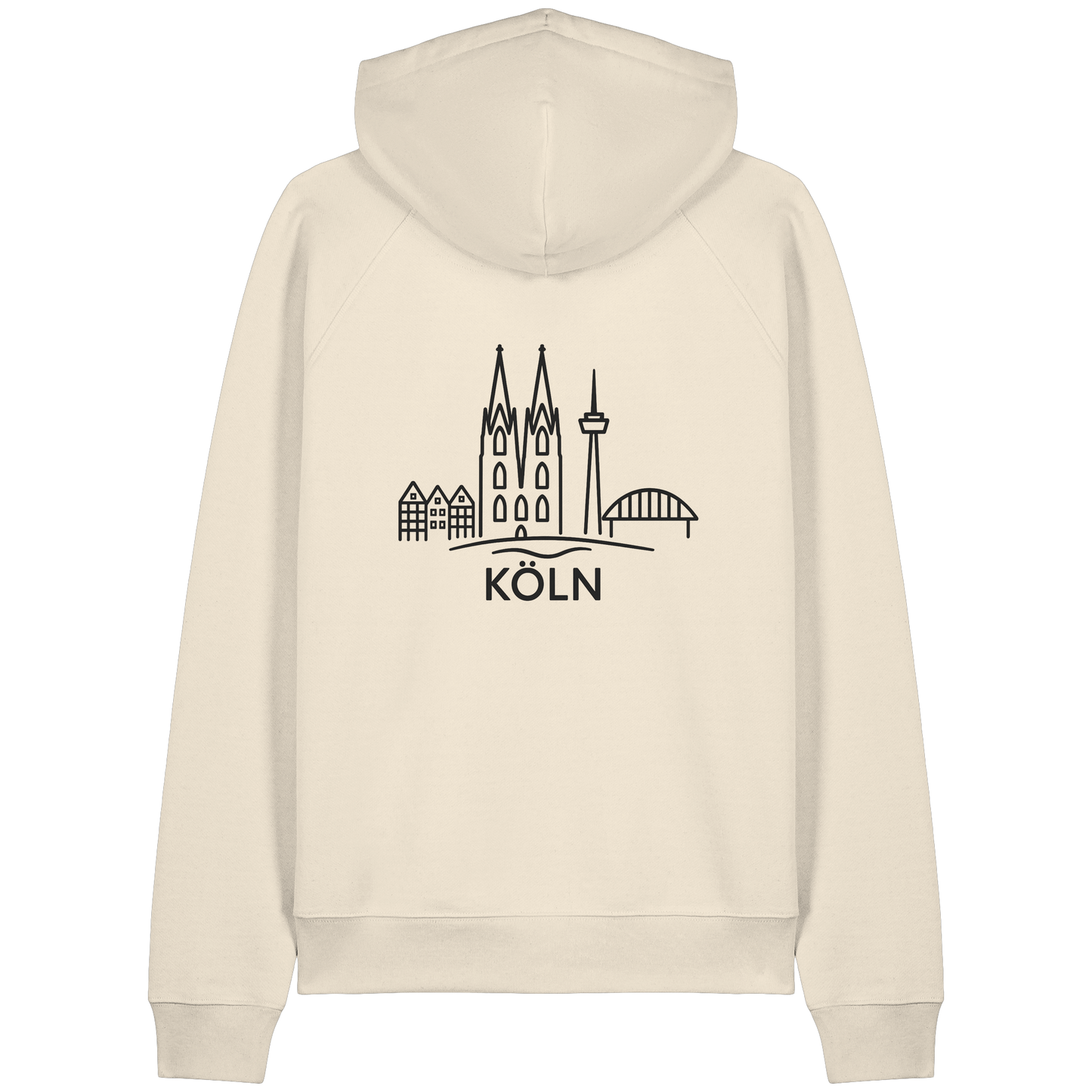 Köln Skyline (großer Druck auf dem Rücken) - Organic Raglan Hoodie