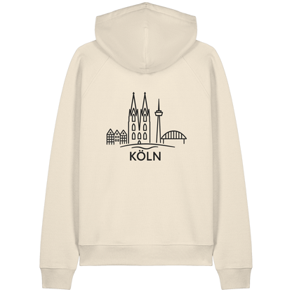 Köln Skyline (großer Druck auf dem Rücken) - Organic Raglan Hoodie
