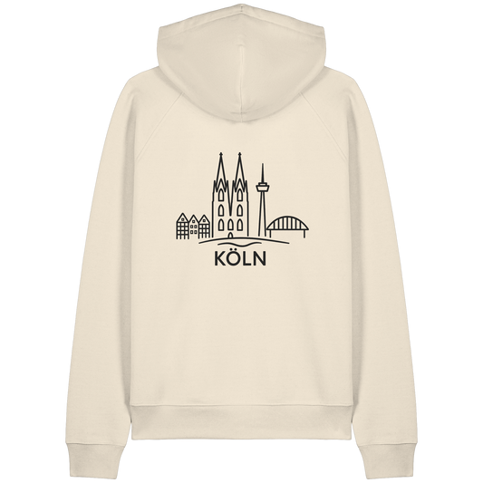 Köln Skyline (großer Druck auf dem Rücken) - Organic Raglan Hoodie