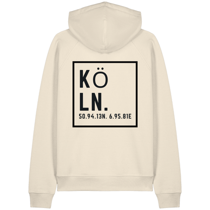 Köln Koordinaten (großer Druck auf dem Rücken) - Organic Raglan Hoodie