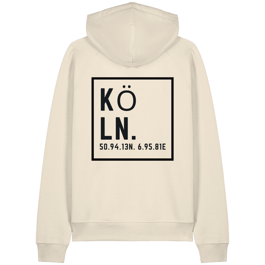 Köln Koordinaten (großer Druck auf dem Rücken) - Organic Raglan Hoodie