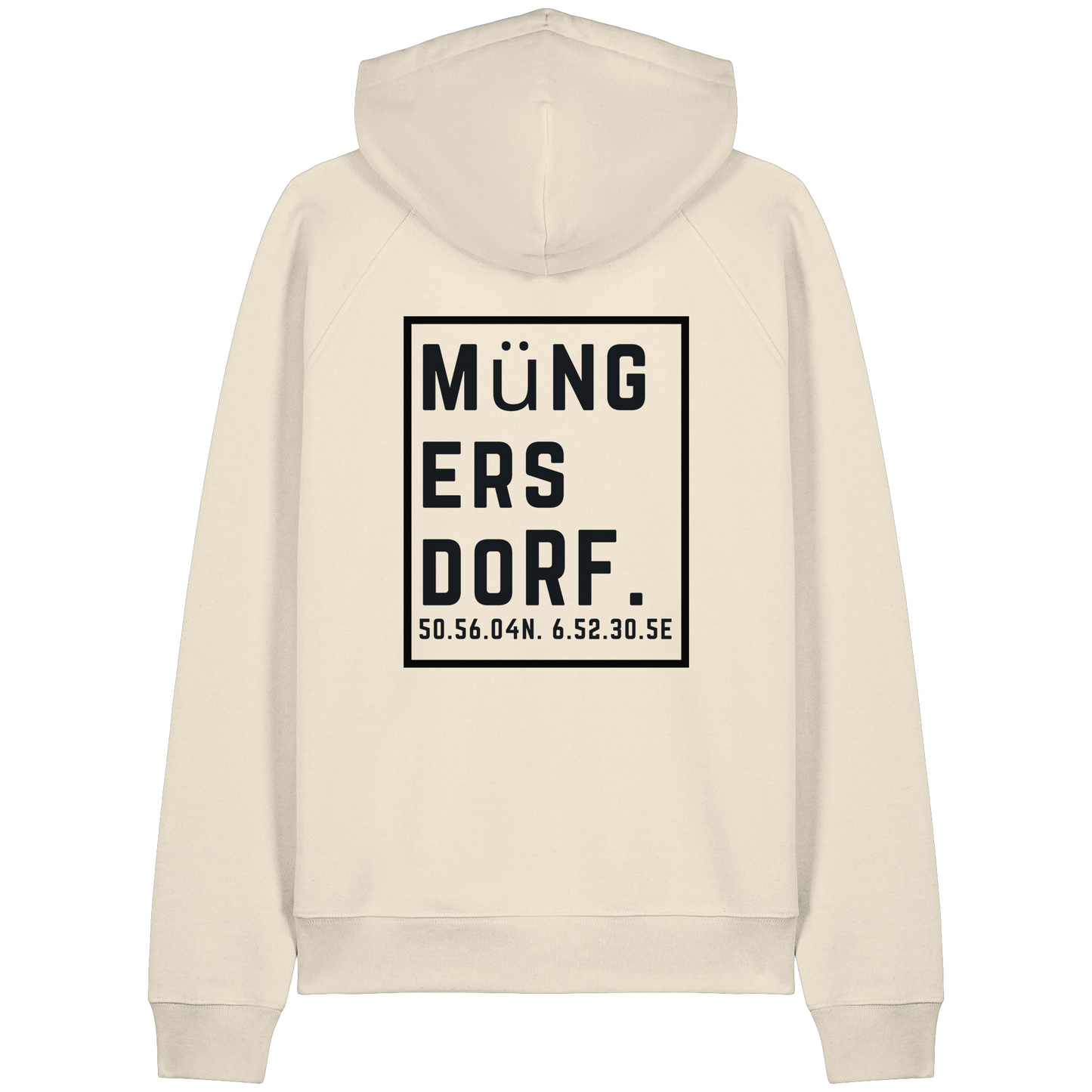 Müngersdorf Koordinaten (großer Druck auf dem Rücken) - Organic Raglan Hoodie