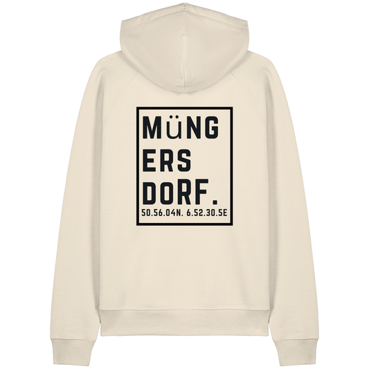 Müngersdorf Koordinaten (großer Druck auf dem Rücken) - Organic Raglan Hoodie