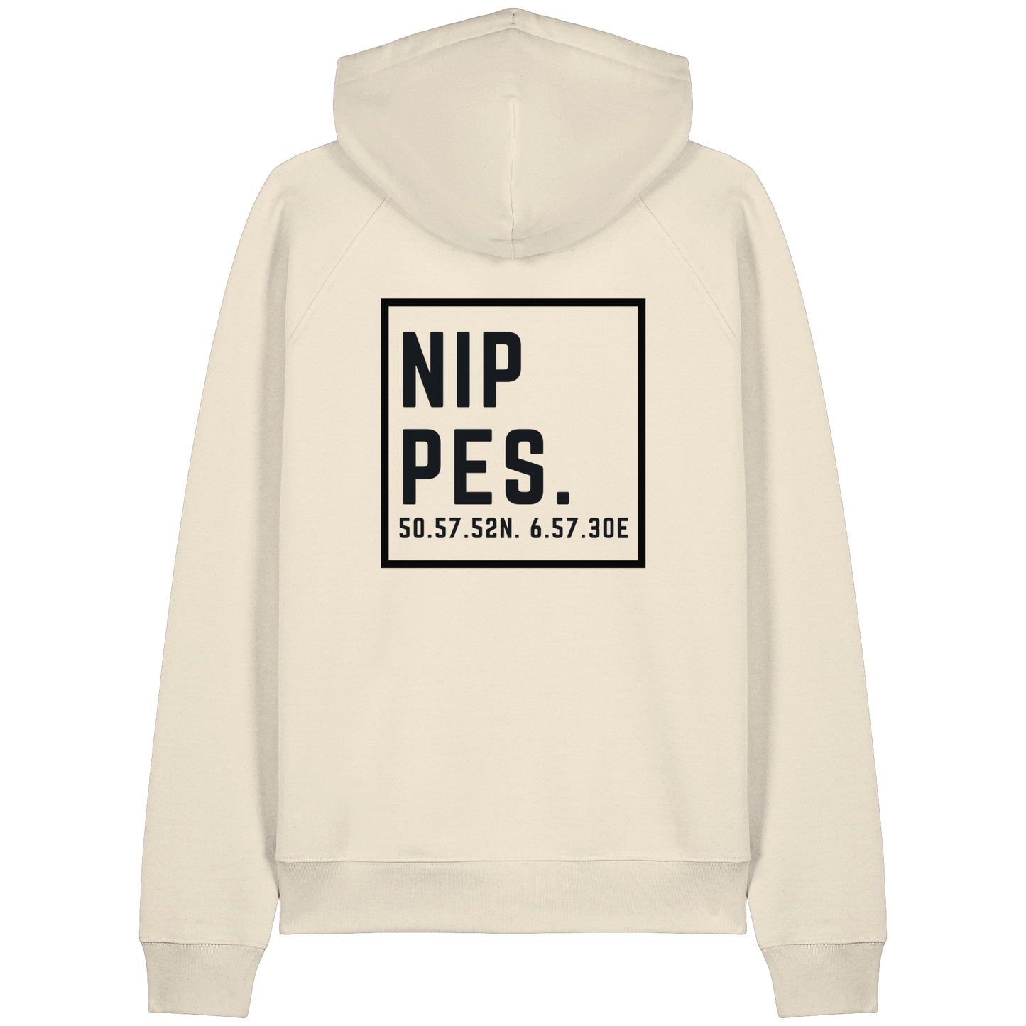 Nippes Koordinaten (großer Druck auf dem Rücken) - Organic Raglan Hoodie