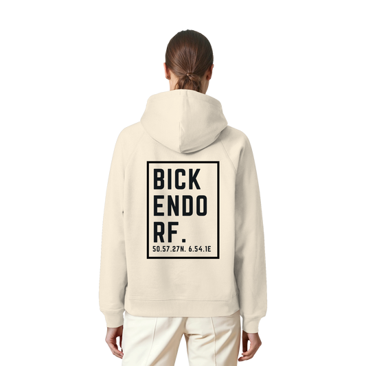 Bickendorf Koordinaten (großer Druck auf dem Rücken) - Organic Raglan Hoodie