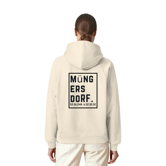 Müngersdorf Koordinaten (großer Druck auf dem Rücken) - Organic Raglan Hoodie