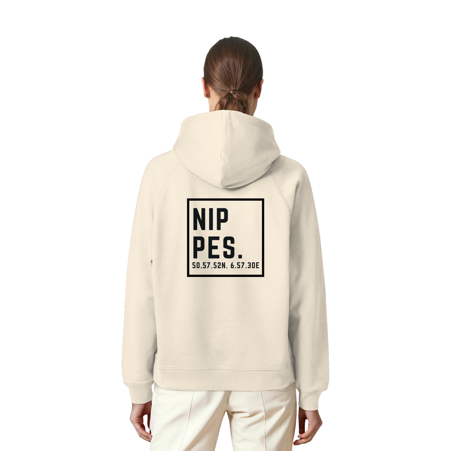 Nippes Koordinaten (großer Druck auf dem Rücken) - Organic Raglan Hoodie