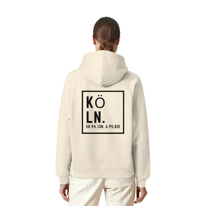 Köln Koordinaten (großer Druck auf dem Rücken) - Organic Raglan Hoodie