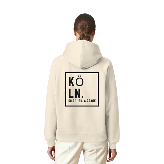 Köln Koordinaten (großer Druck auf dem Rücken) - Organic Raglan Hoodie