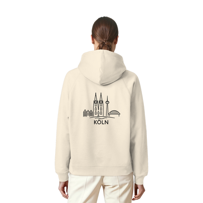 Köln Skyline (großer Druck auf dem Rücken) - Organic Raglan Hoodie