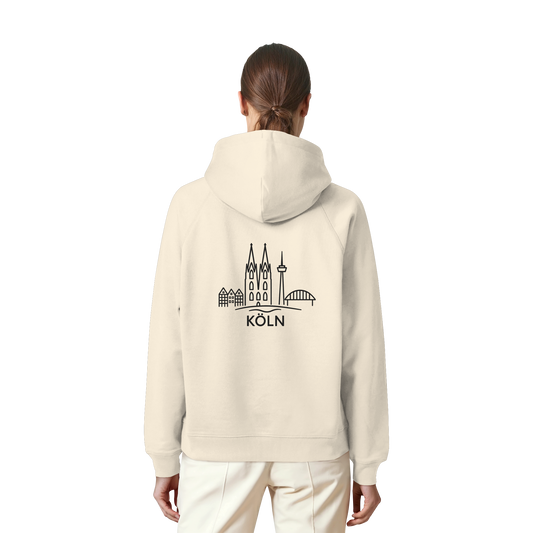 Köln Skyline (großer Druck auf dem Rücken) - Organic Raglan Hoodie