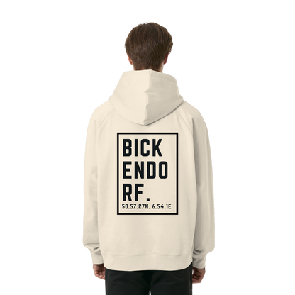 Bickendorf Koordinaten (großer Druck auf dem Rücken) - Organic Raglan Hoodie