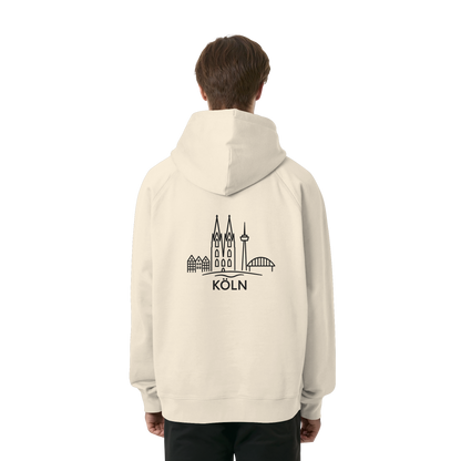 Köln Skyline (großer Druck auf dem Rücken) - Organic Raglan Hoodie
