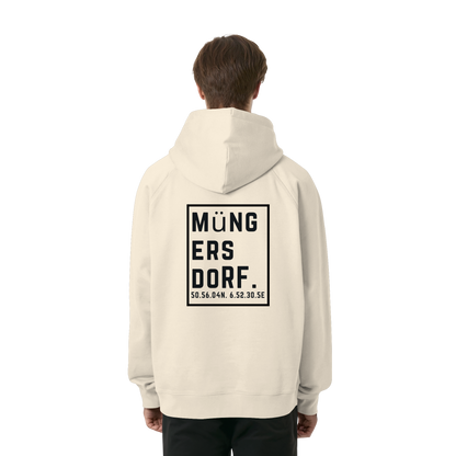 Müngersdorf Koordinaten (großer Druck auf dem Rücken) - Organic Raglan Hoodie