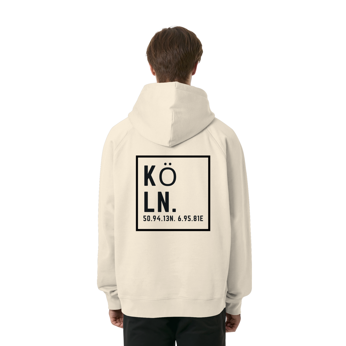 Köln Koordinaten (großer Druck auf dem Rücken) - Organic Raglan Hoodie