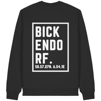 Bickendorf Koordinaten (großer Druck auf dem Rücken) - Organic Raglan Sweatshirt