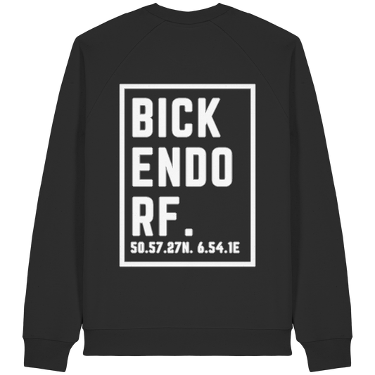 Bickendorf Koordinaten (großer Druck auf dem Rücken) - Organic Raglan Sweatshirt