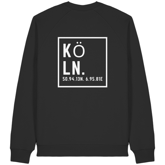 Köln Koordinaten (großer Druck auf dem Rücken) - Organic Raglan Sweatshirt