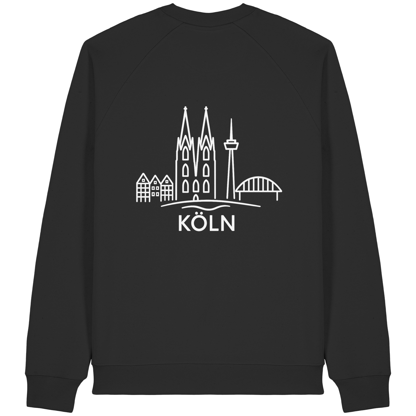 Köln Skyline (großer Druck auf dem Rücken) - Organic Raglan Sweatshirt