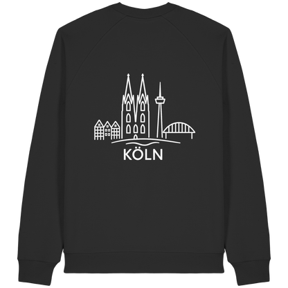 Köln Skyline (großer Druck auf dem Rücken) - Organic Raglan Sweatshirt