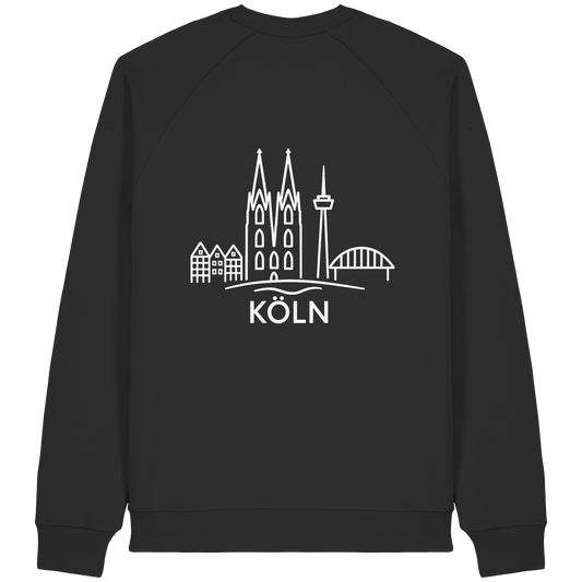 Köln Skyline (großer Druck auf dem Rücken) - Organic Raglan Sweatshirt