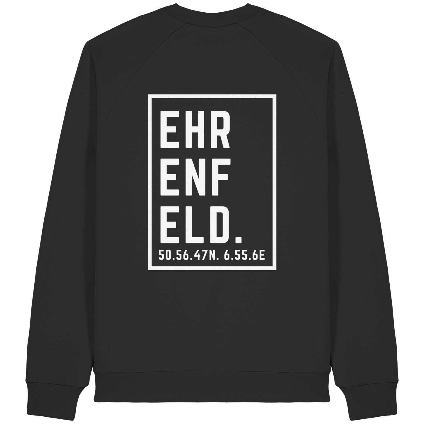 Ehrenfeld Koordinaten (großer Druck auf dem Rücken) - Organic Raglan Sweatshirt
