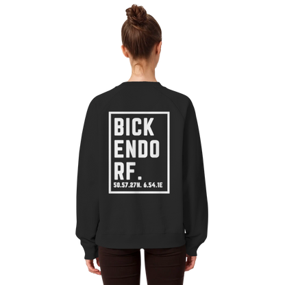 Bickendorf Koordinaten (großer Druck auf dem Rücken) - Organic Raglan Sweatshirt