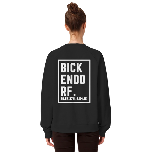 Bickendorf Koordinaten (großer Druck auf dem Rücken) - Organic Raglan Sweatshirt