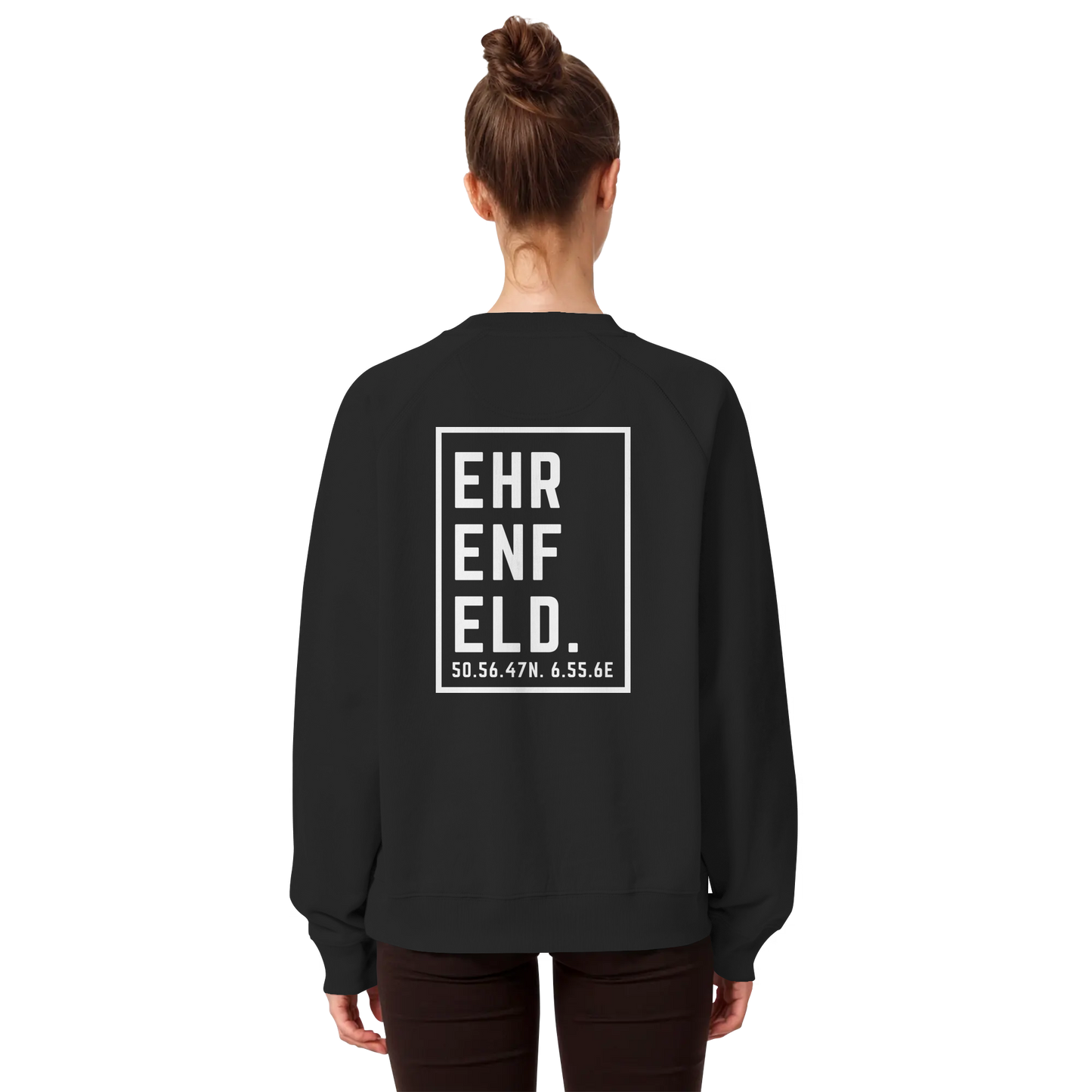 Ehrenfeld Koordinaten (großer Druck auf dem Rücken) - Organic Raglan Sweatshirt